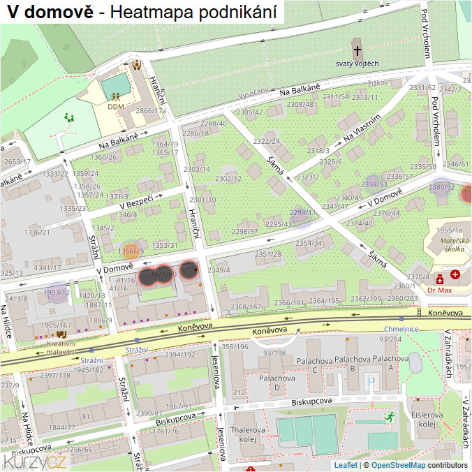 Mapa V domově - Firmy v ulici.