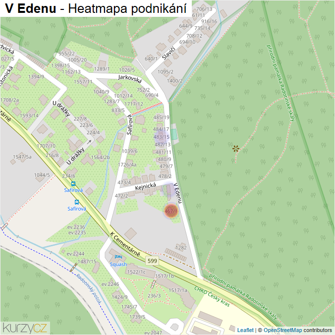 Mapa V Edenu - Firmy v ulici.