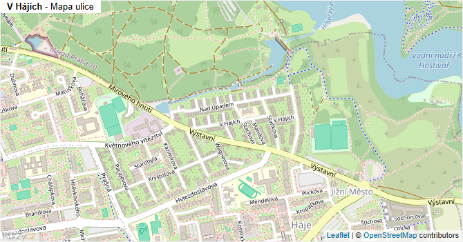 V Hájích - mapa ulice
