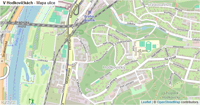 V Hodkovičkách - mapa ulice