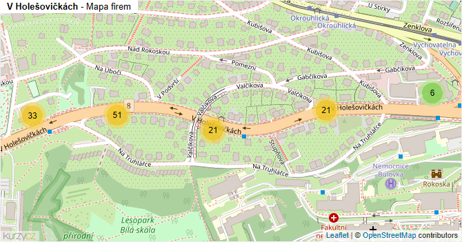 V Holešovičkách - mapa firem