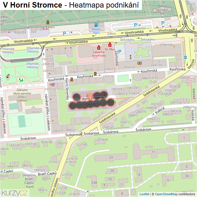 Mapa V Horní Stromce - Firmy v ulici.