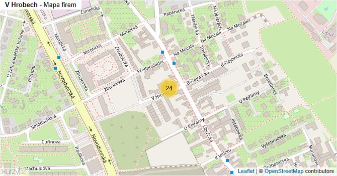 V Hrobech - mapa firem