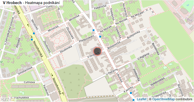 V Hrobech - mapa podnikání