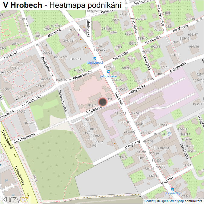 Mapa V Hrobech - Firmy v ulici.