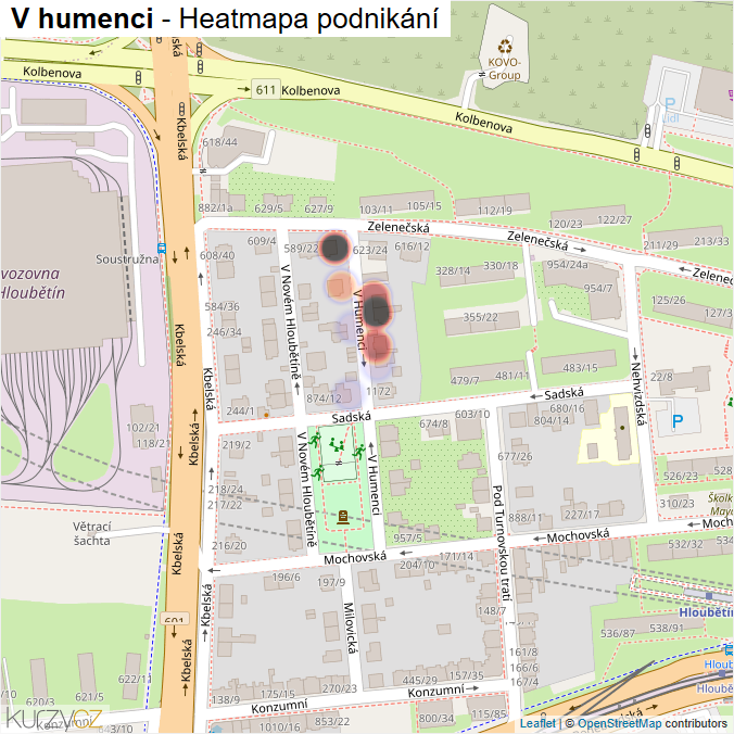 Mapa V humenci - Firmy v ulici.