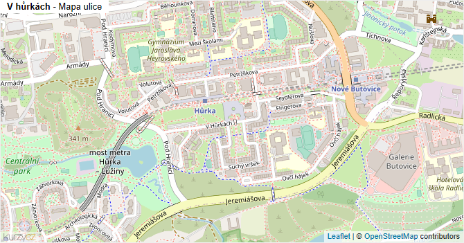 V hůrkách - mapa ulice