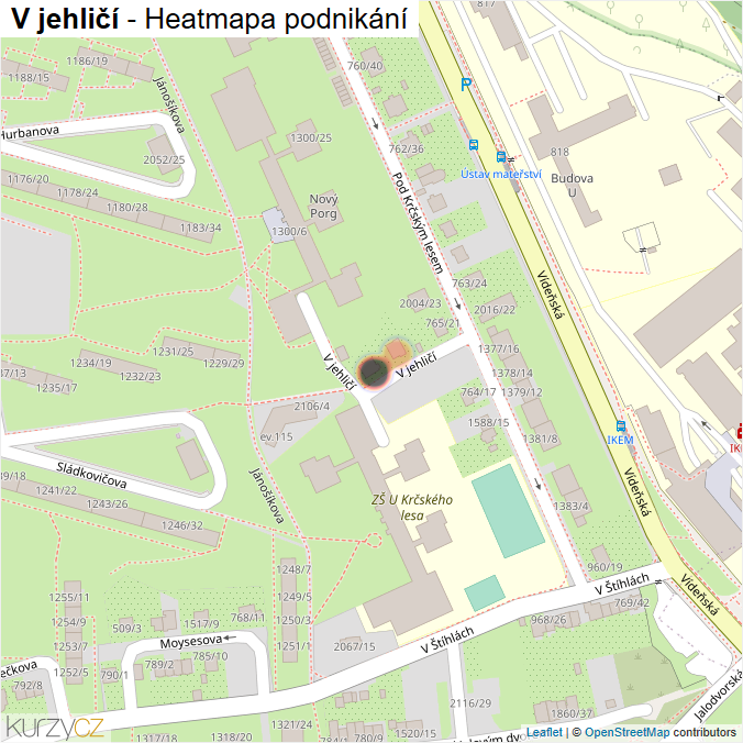 Mapa V jehličí - Firmy v ulici.