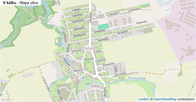 V kálku - mapa ulice
