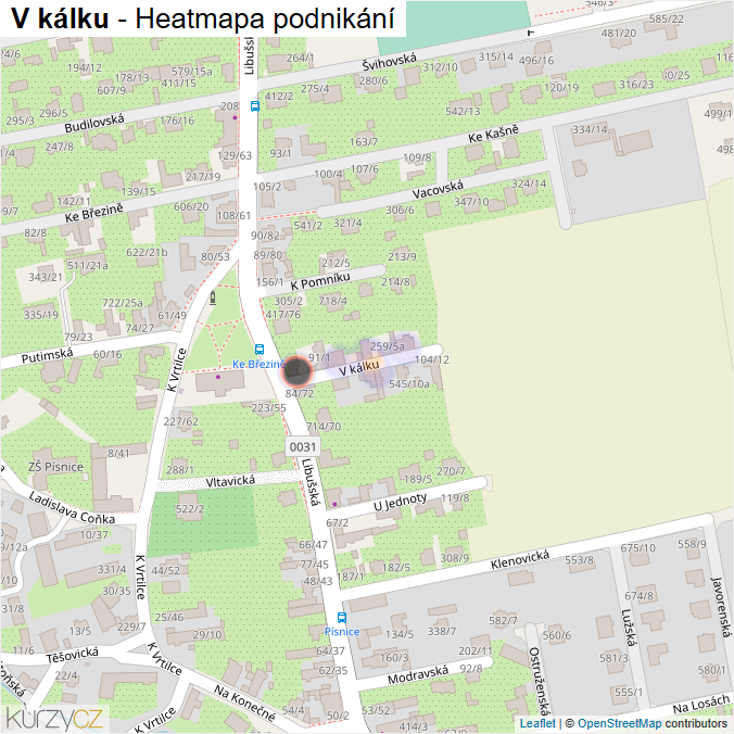 Mapa V kálku - Firmy v ulici.