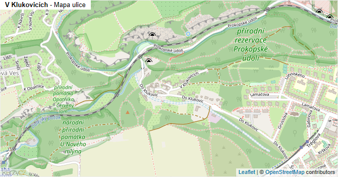 V Klukovicích - mapa ulice