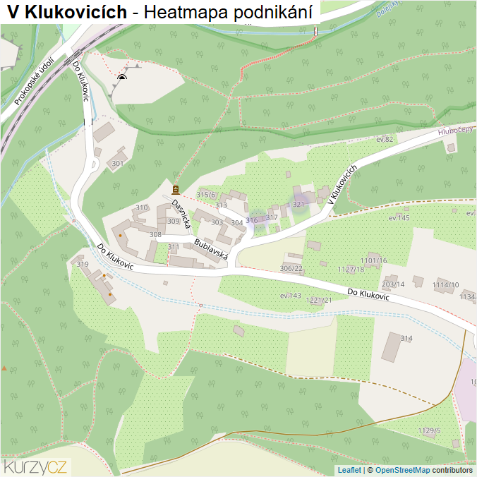 Mapa V Klukovicích - Firmy v ulici.