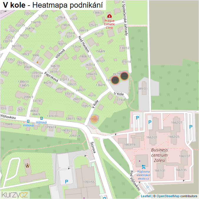 Mapa V kole - Firmy v ulici.