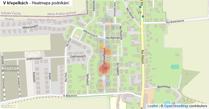 V křepelkách - mapa podnikání