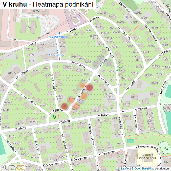 Mapa V kruhu - Firmy v ulici.