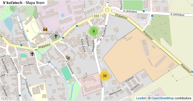 V kuťatech - mapa firem