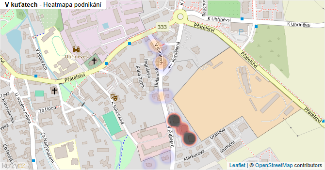 V kuťatech - mapa podnikání