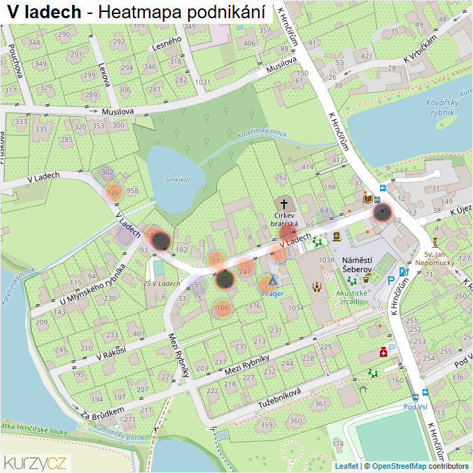 Mapa V ladech - Firmy v ulici.