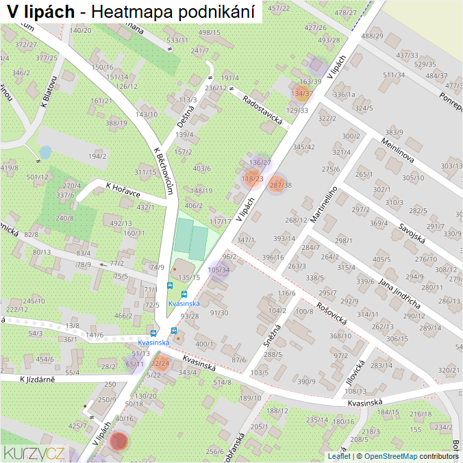 Mapa V lipách - Firmy v ulici.
