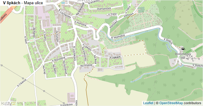 V lipkách - mapa ulice