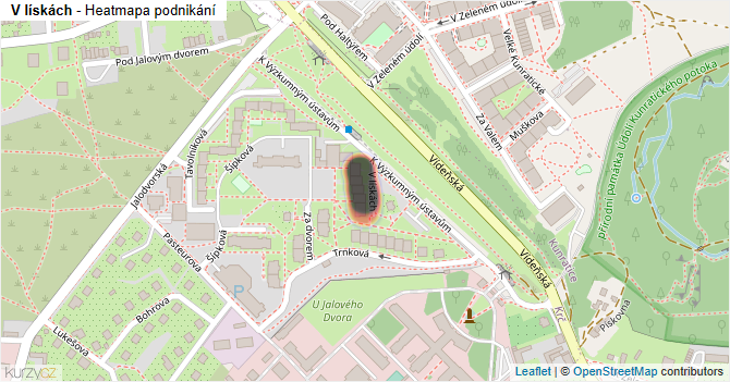 V lískách - mapa podnikání