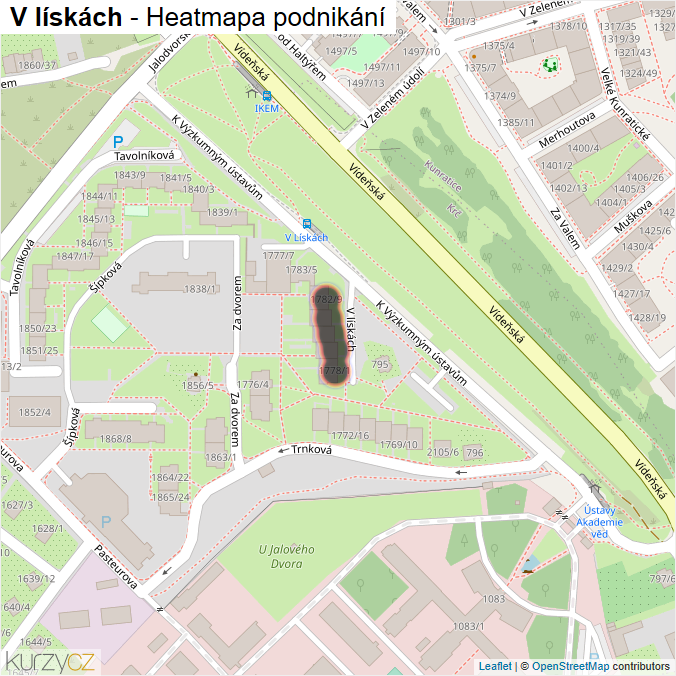 Mapa V lískách - Firmy v ulici.