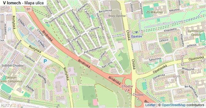 V lomech - mapa ulice