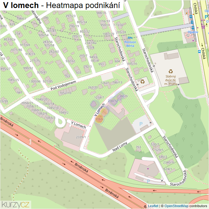 Mapa V lomech - Firmy v ulici.