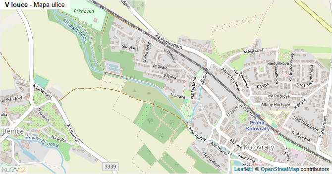V louce - mapa ulice