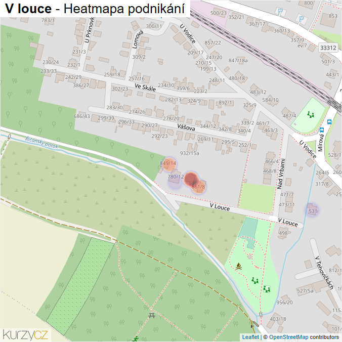 Mapa V louce - Firmy v ulici.