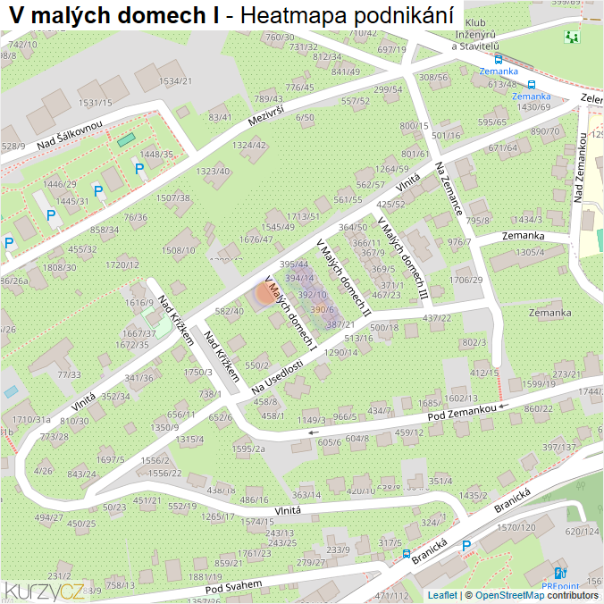 Mapa V malých domech I - Firmy v ulici.