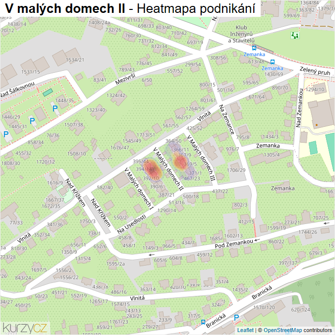 Mapa V malých domech II - Firmy v ulici.