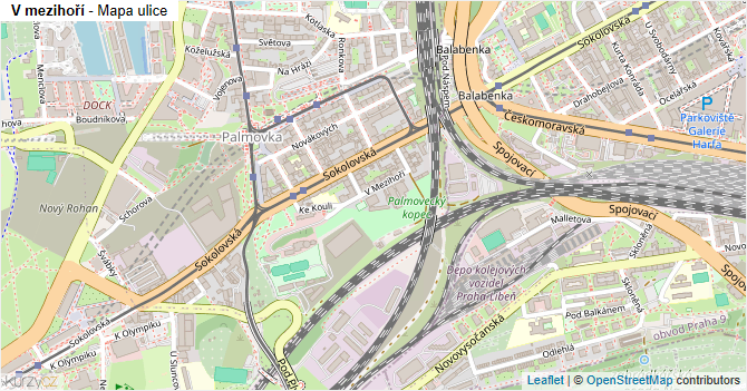 V mezihoří - mapa ulice