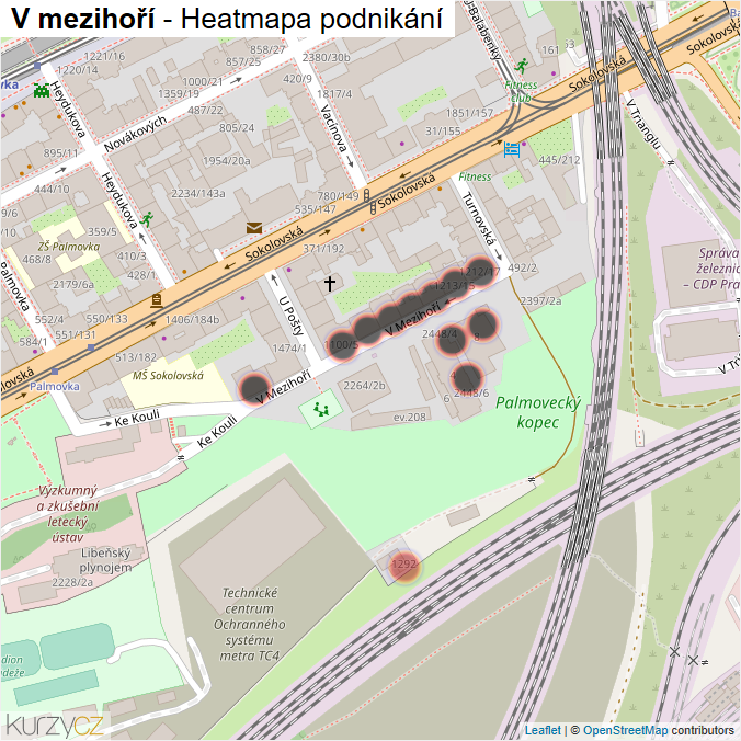 Mapa V mezihoří - Firmy v ulici.