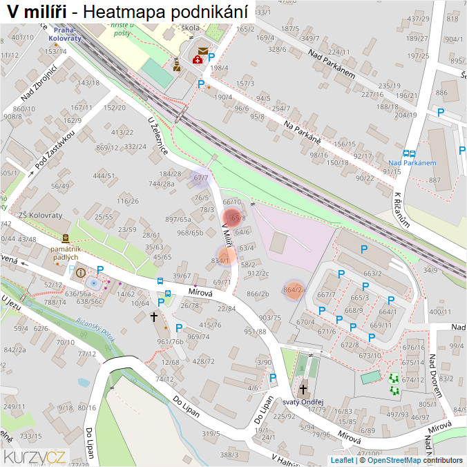 Mapa V milíři - Firmy v ulici.