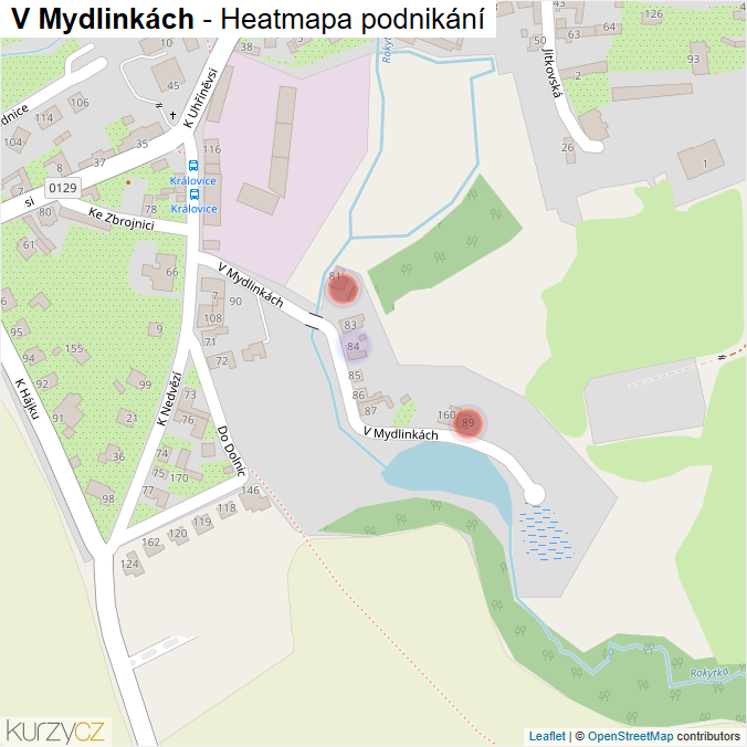 Mapa V Mydlinkách - Firmy v ulici.