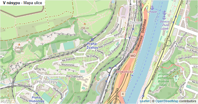 V násypu - mapa ulice