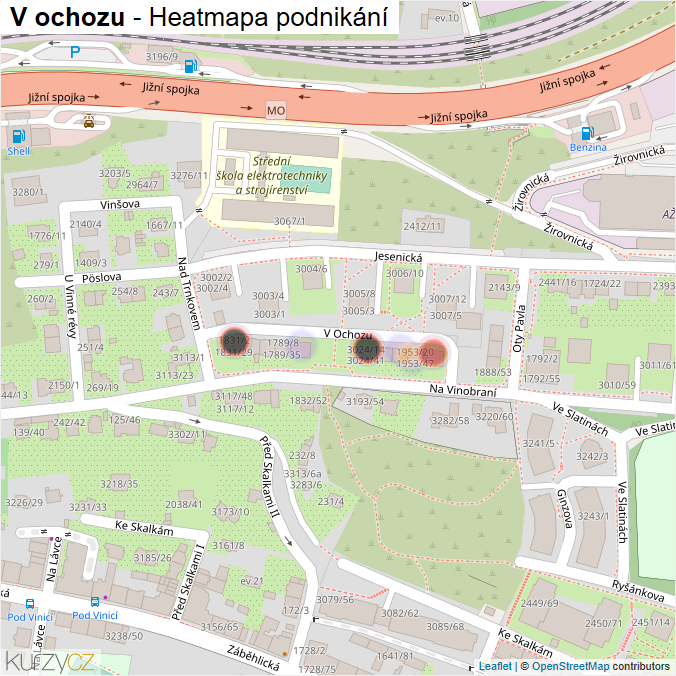 Mapa V ochozu - Firmy v ulici.