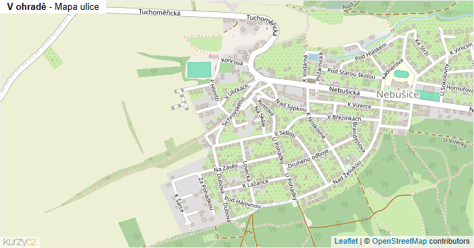 V ohradě - mapa ulice