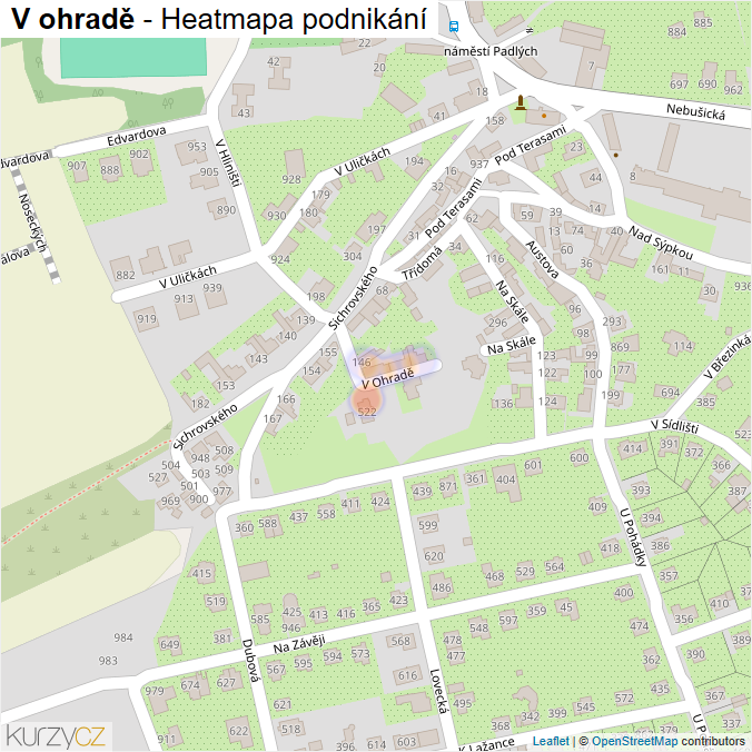 Mapa V ohradě - Firmy v ulici.