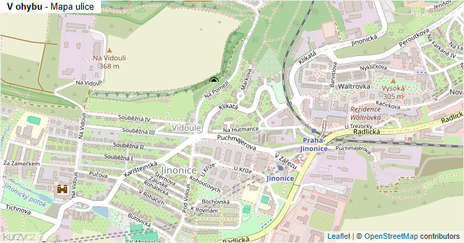 V ohybu - mapa ulice