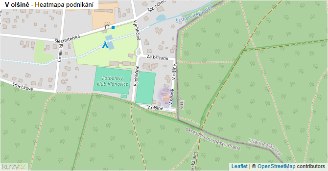 V olšině - mapa podnikání