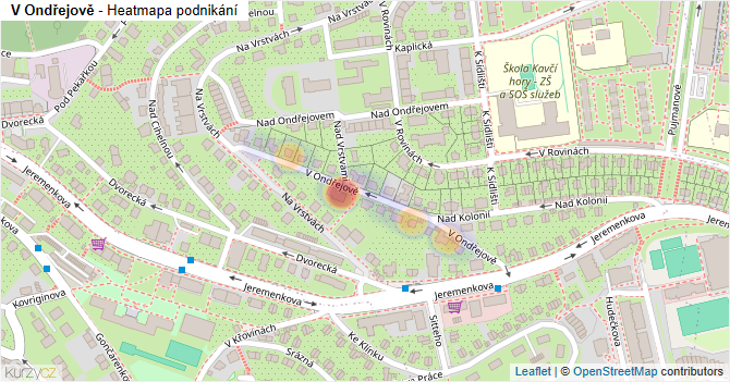 V Ondřejově - mapa podnikání