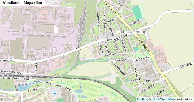 V osikách - mapa ulice