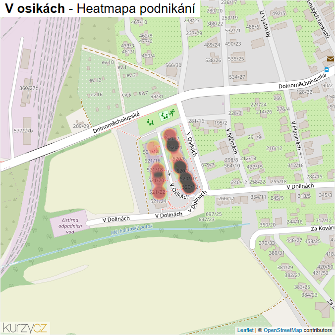Mapa V osikách - Firmy v ulici.