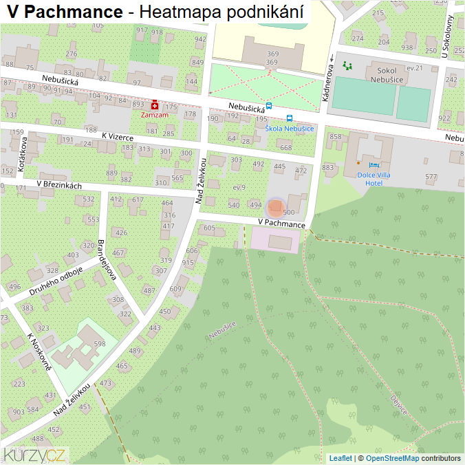 Mapa V Pachmance - Firmy v ulici.