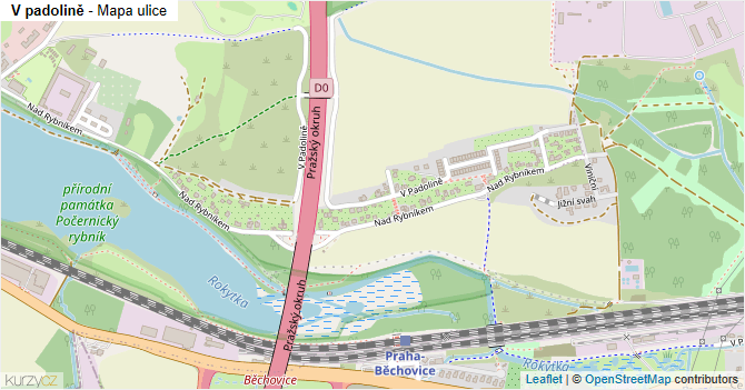 V padolině - mapa ulice