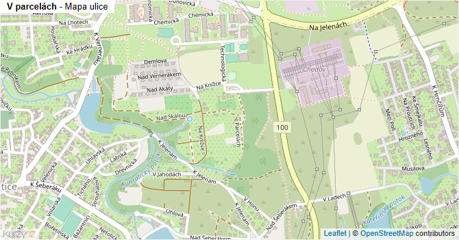 V parcelách - mapa ulice