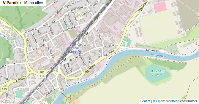 V Parníku - mapa ulice