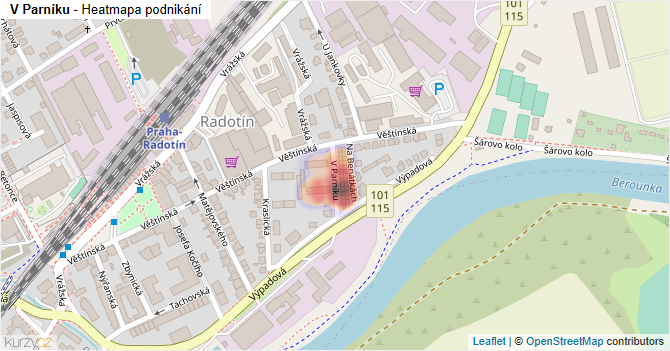 V Parníku - mapa podnikání